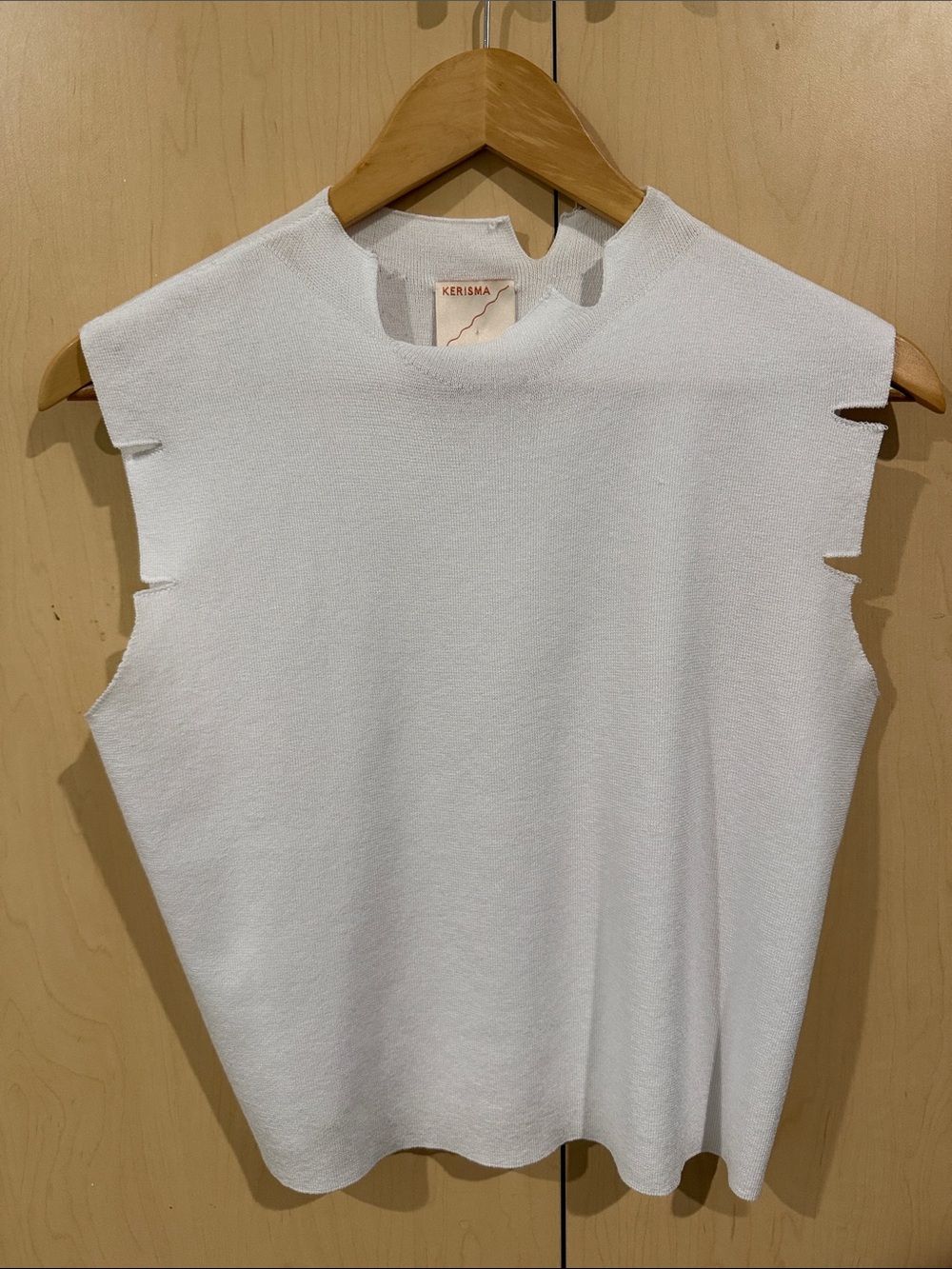 Kerisma White Sleeveless Knit Tank with Cutout Shoulder Detail